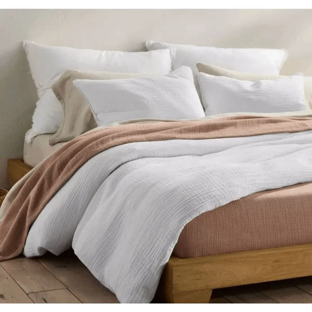 Casaluna 2 piece linen blend fringe king pillow covers NO INSERTS CASES ONLY -